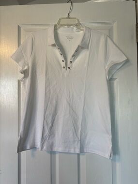 Nautica Women’s White Short-Sleeve Grommet Polo